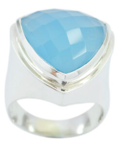 Real Gemstones Triangle Checker Chalcedony ring
