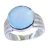Real Gemstones Round Checker Chalcedony rings