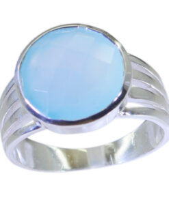 Real Gemstones Round Checker Chalcedony rings